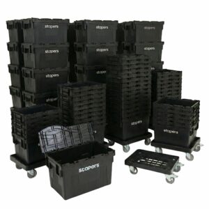 Caisse STAPERS ouverte et empilée montrant le volume des caisses pour déménager