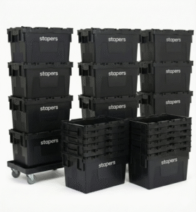 Ensemble de bacs et accessoires formant un kit caisses déménagement